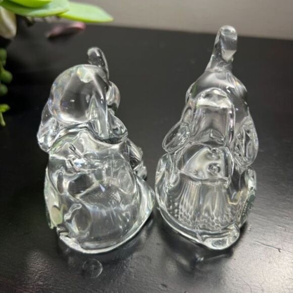 Lenox Elephant Salt & Pepper Shaker Set Full Lead Crystal Prosperity Trunk Up - Picture 4 of 11